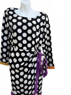 Vintage Silk Polka Dot Wrap Dress Size 8